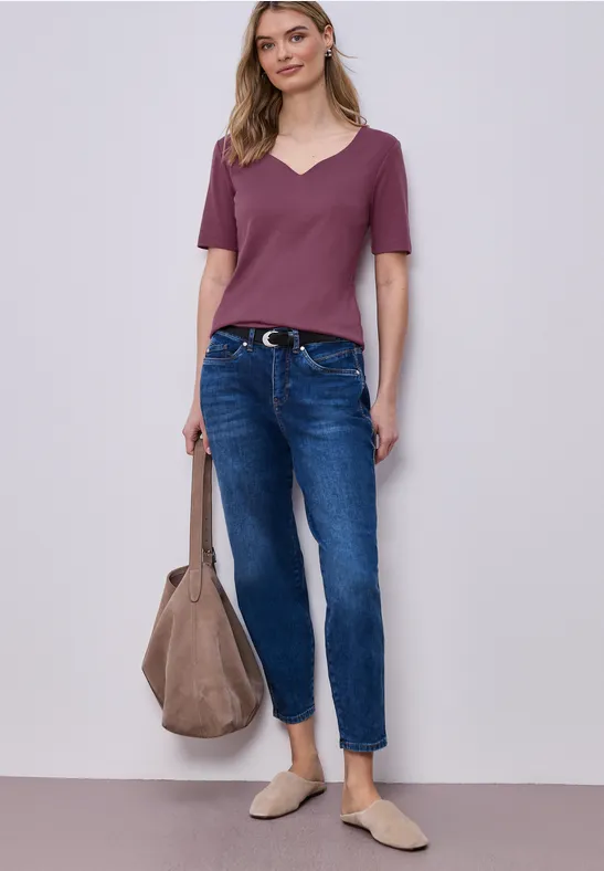 T-shirt à manches courtes avec encolure en cœur dark clouded blush