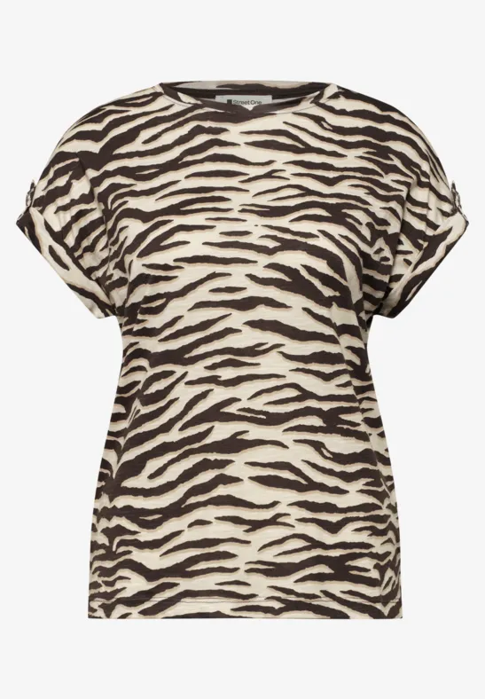 T-shirt à col rond avec détails de boutons espresso brown