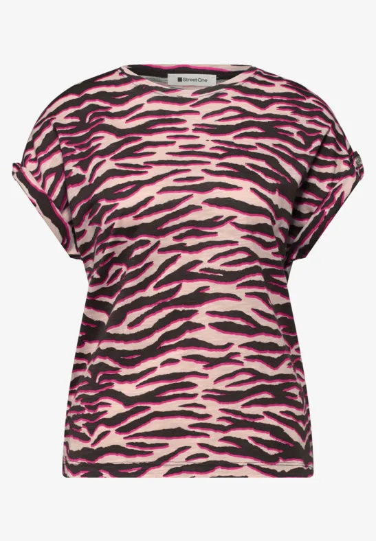 T-Shirt mit Rundhals und Knopfdetails minimal rose