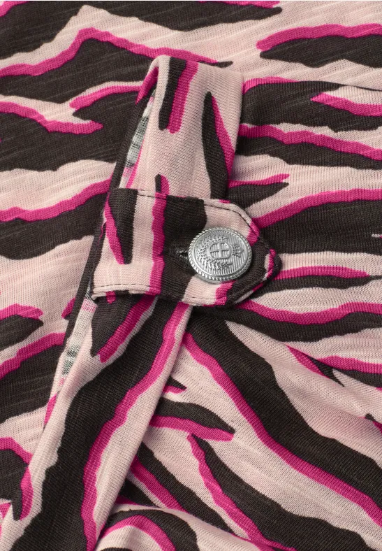 T-Shirt mit Rundhals und Knopfdetails minimal rose