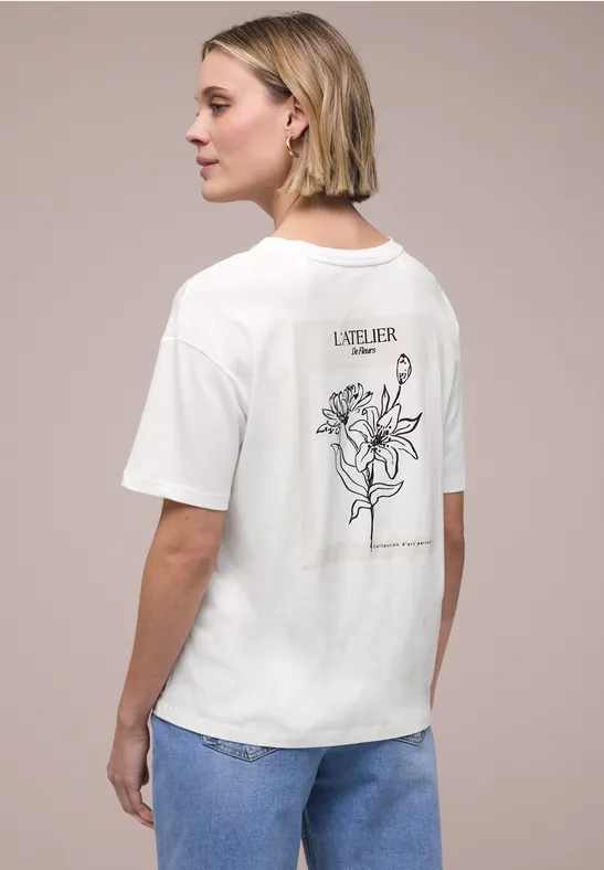 T-Shirt mit Rundhals und Backprint off white