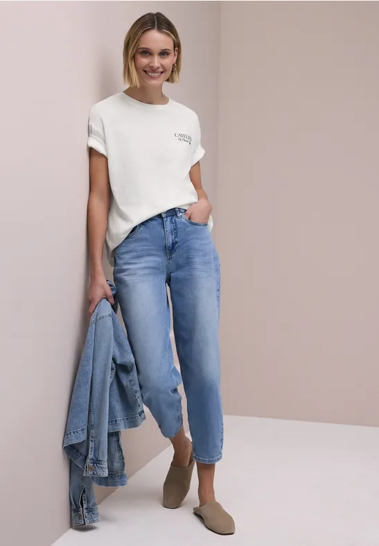 T-Shirt mit Rundhals und Backprint off white