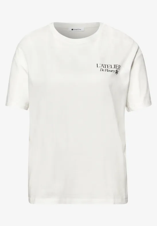 T-Shirt mit Rundhals und Backprint off white