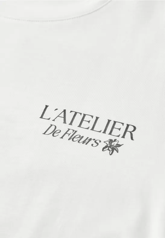 T-Shirt mit Rundhals und Backprint off white