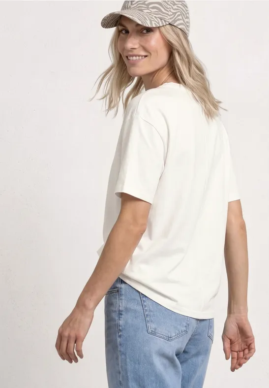 T-Shirt mit Rundhals und Print off white