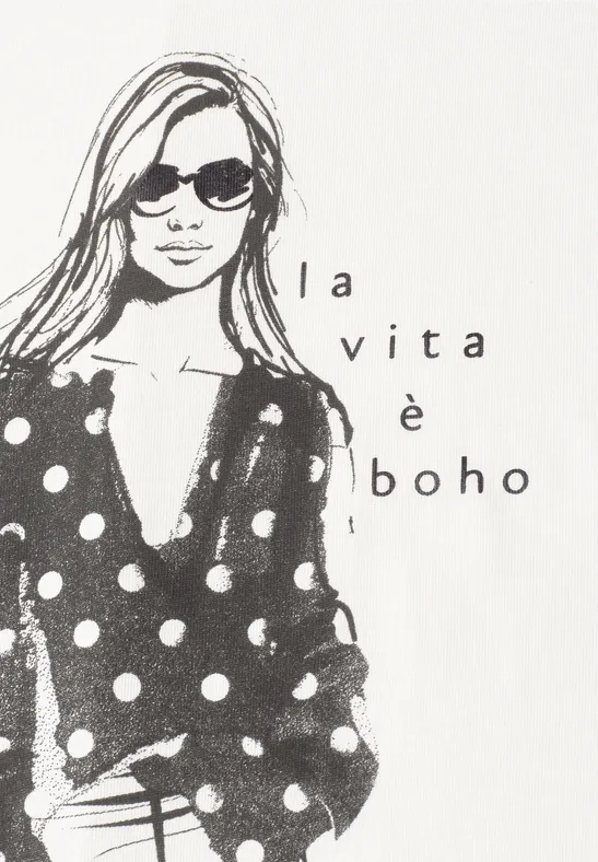 T-Shirt mit Rundhals und Print off white