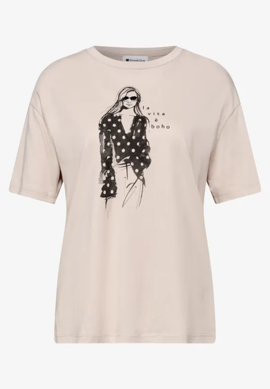 T-Shirt mit Rundhals und Print clay sand