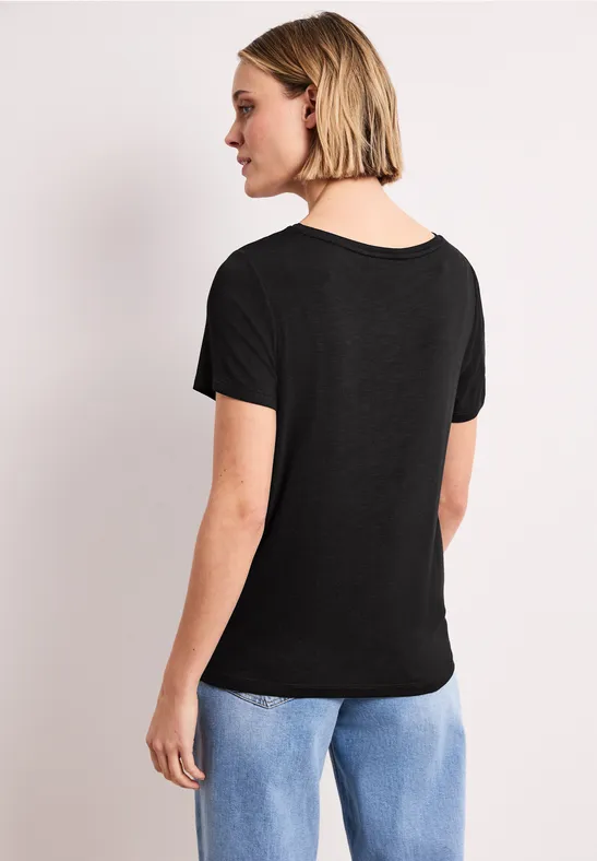 Shirt met korte mouwen, ronde hals en print Black