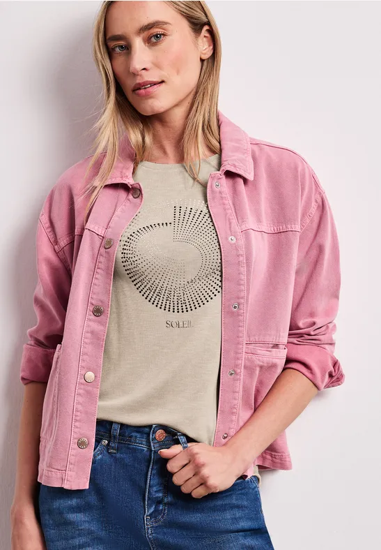 T-shirt à manches courtes avec col rond et imprimé clay sand