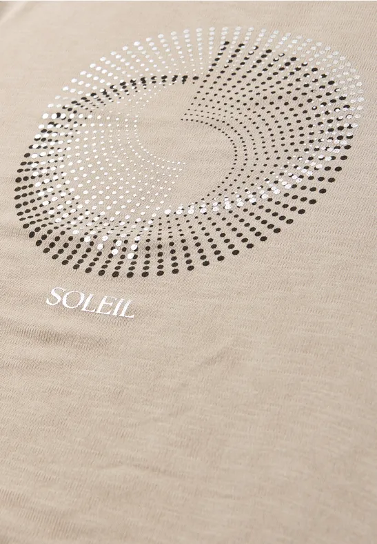 T-shirt à manches courtes avec col rond et imprimé clay sand