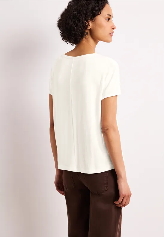 Kurzarm Shirt mit U-Boot-Ausschnitt off white