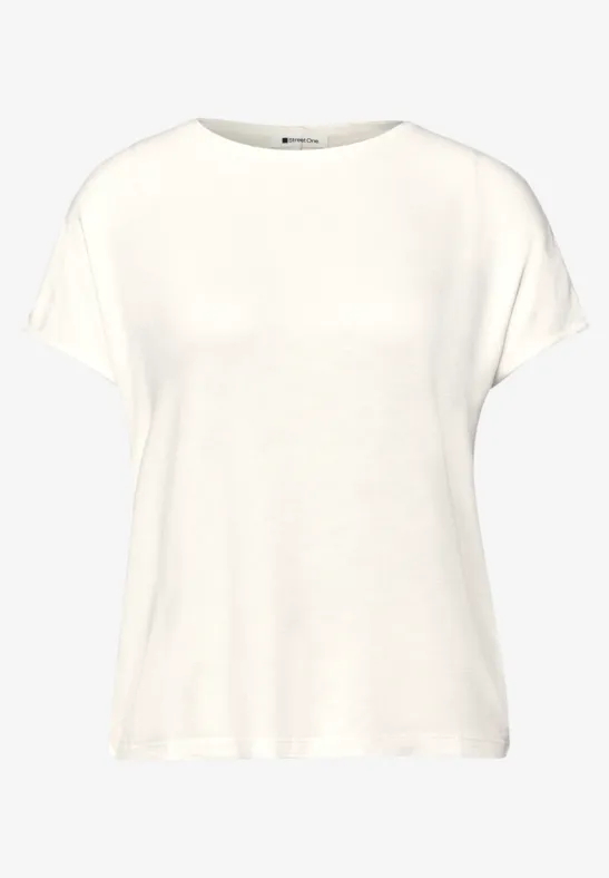 Kurzarm Shirt mit U-Boot-Ausschnitt off white