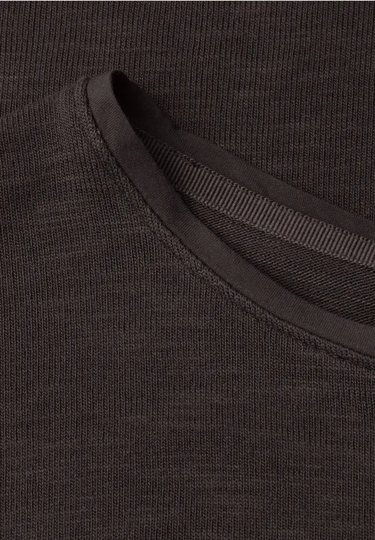 Shirt met korte mouwen en boothals espresso brown