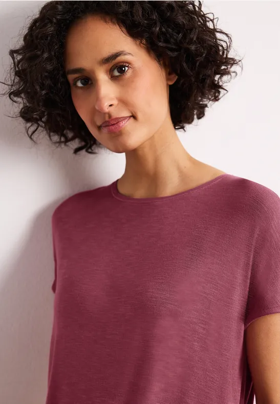 Kurzarm Shirt mit U-Boot-Ausschnitt dark clouded blush