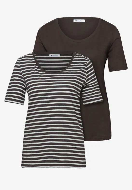 T-shirts avec col en V rond en pack de 2 espresso brown