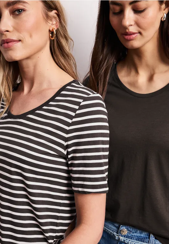 T-shirts avec col en V rond en pack de 2 espresso brown