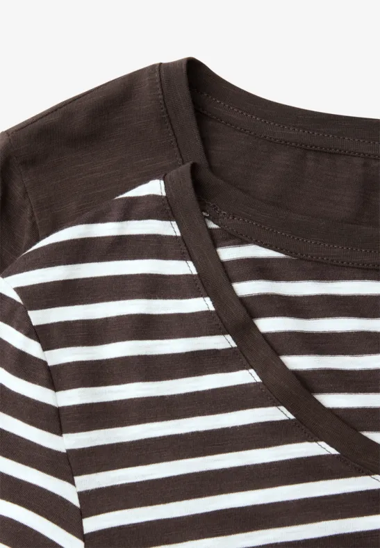 T-shirts avec col en V rond en pack de 2 espresso brown