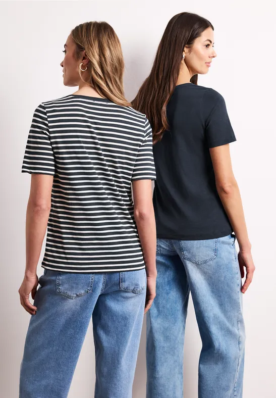 Shirt met ronde V-hals in een pak van 2 shadowed navy