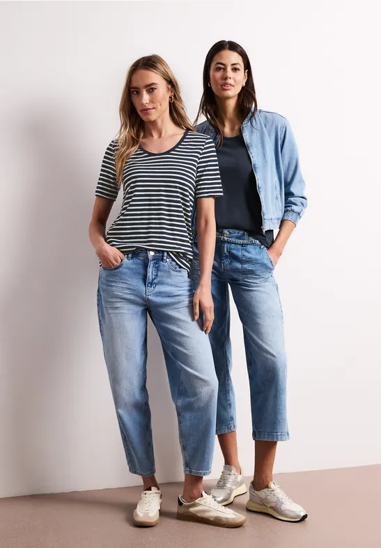 Shirt met ronde V-hals in een pak van 2 shadowed navy