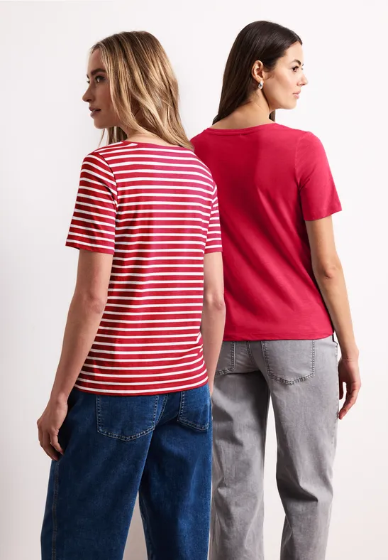 T-shirts avec col en V rond en pack de 2 salsa red