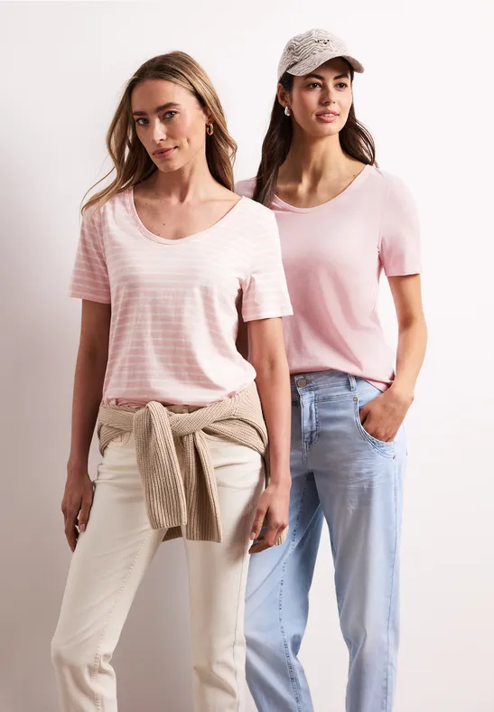 Shirt met ronde V-hals in een pak van 2 minimal rose