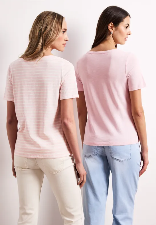 Shirt met ronde V-hals in een pak van 2 minimal rose