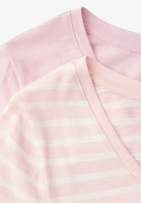Shirt met ronde V-hals in een pak van 2 minimal rose