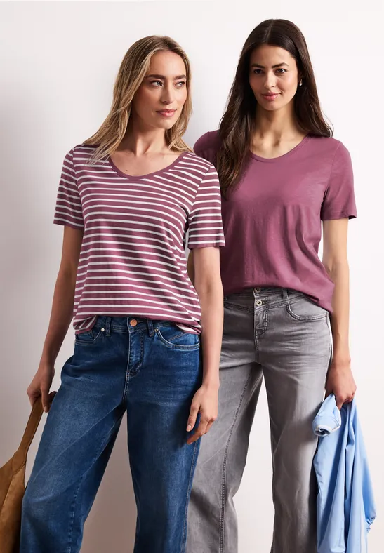 T-shirts avec col en V rond en pack de 2 dark clouded blush