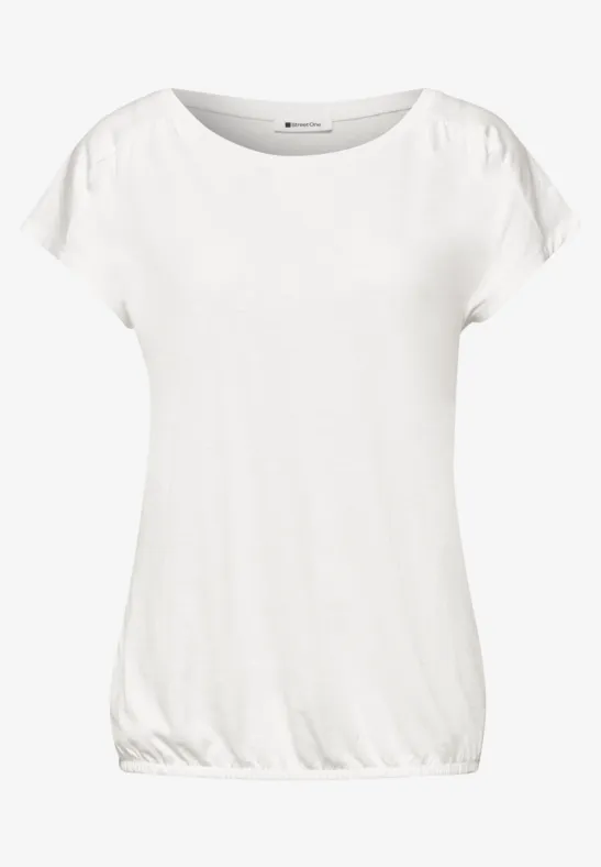 Shirt met ronde hals en rimpels off white