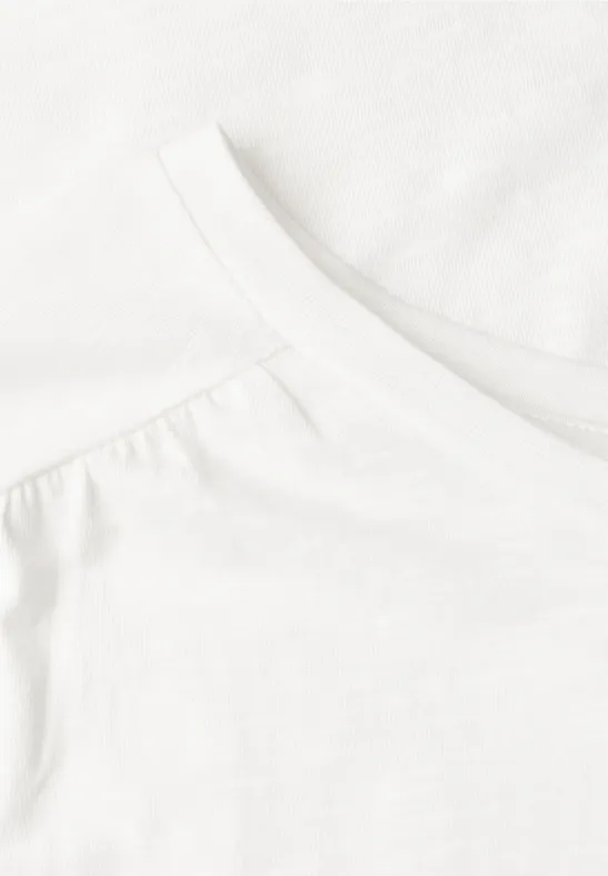 Shirt met ronde hals en rimpels off white