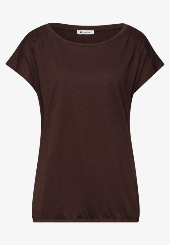 Bruin, losvallend damesshirt met doorlopende mouwen