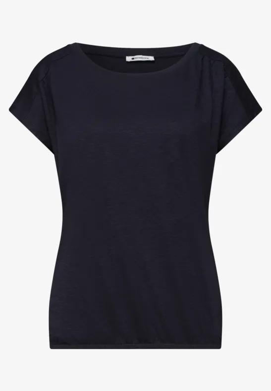 Shirt mit Rundhals und Raffung shadowed navy