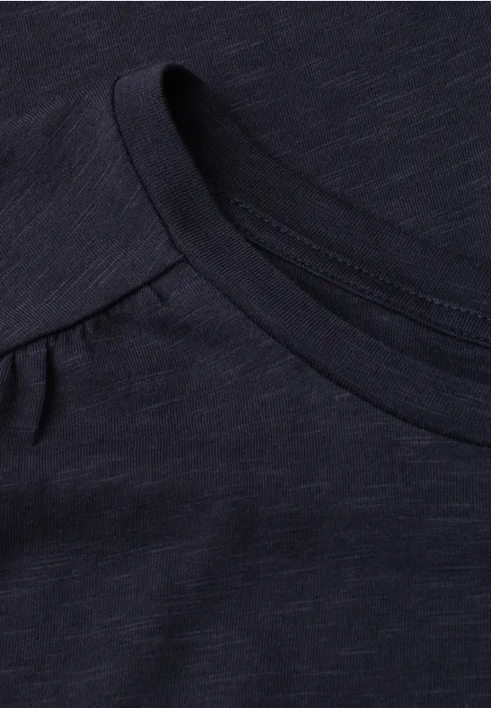 Shirt mit Rundhals und Raffung shadowed navy