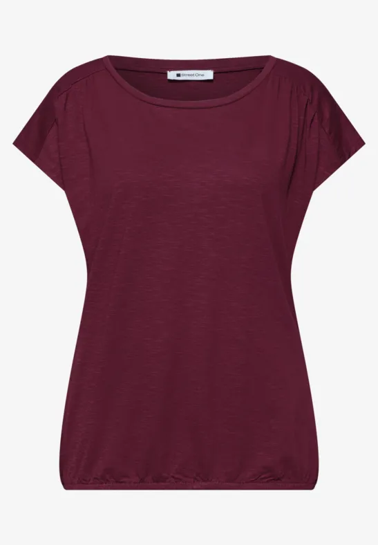 Shirt mit Rundhals und Raffung truffle red