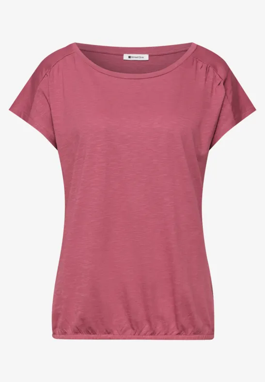 Shirt mit Rundhals und Raffung dark clouded blush