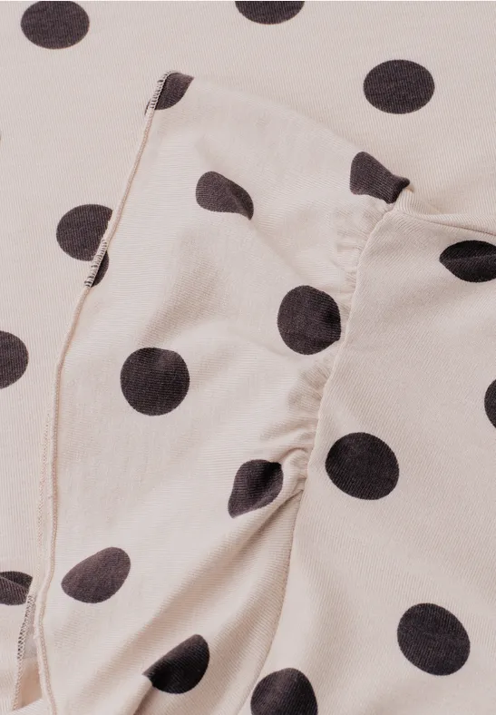 Shirt met V-hals en volantmouwen clay sand