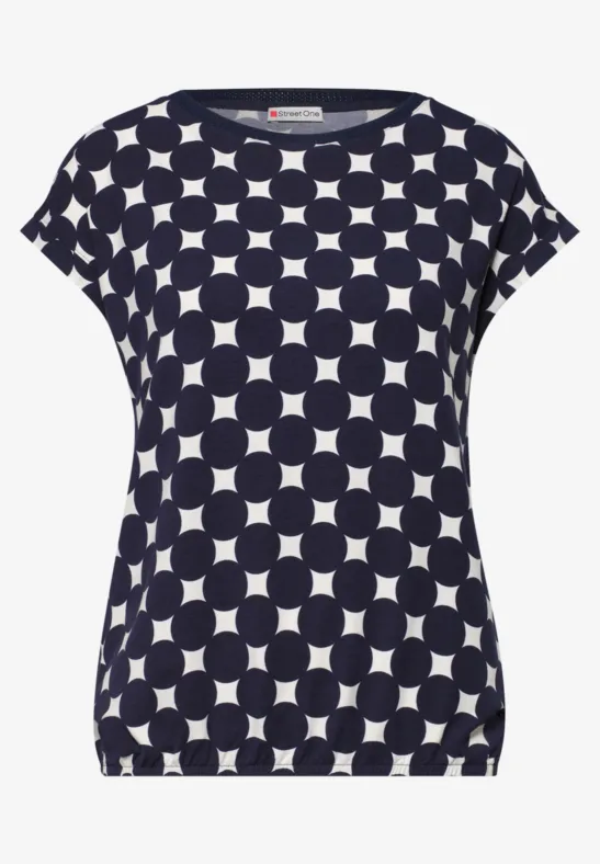 Shirt met boothals en print deep blue