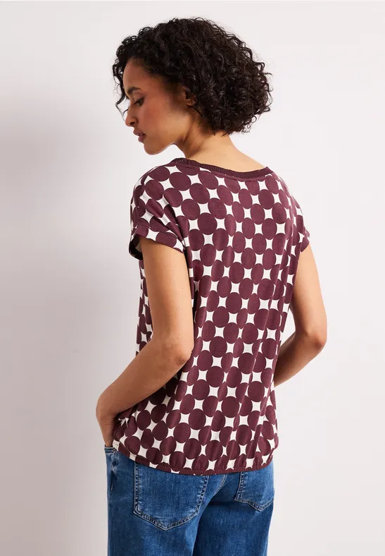 Shirt mit U-Boot-Ausschnitt und Print rustic rouge