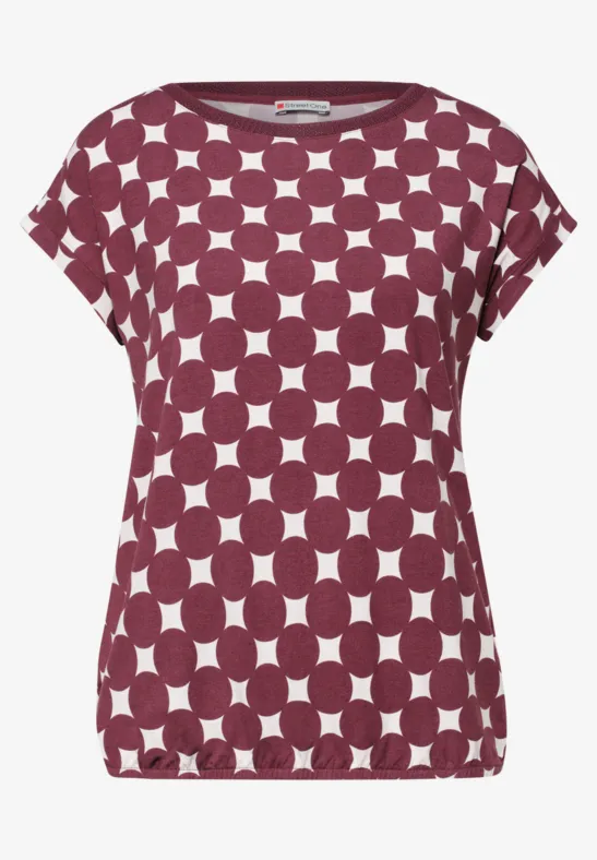 Shirt mit U-Boot-Ausschnitt und Print rustic rouge