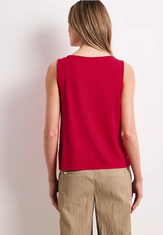 Top mit Rundhals und Schulterdetail salsa red