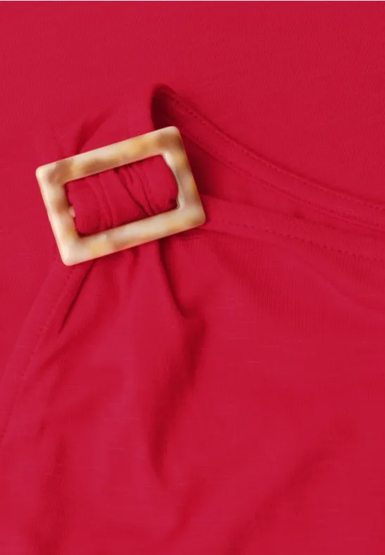 Top mit Rundhals und Schulterdetail salsa red