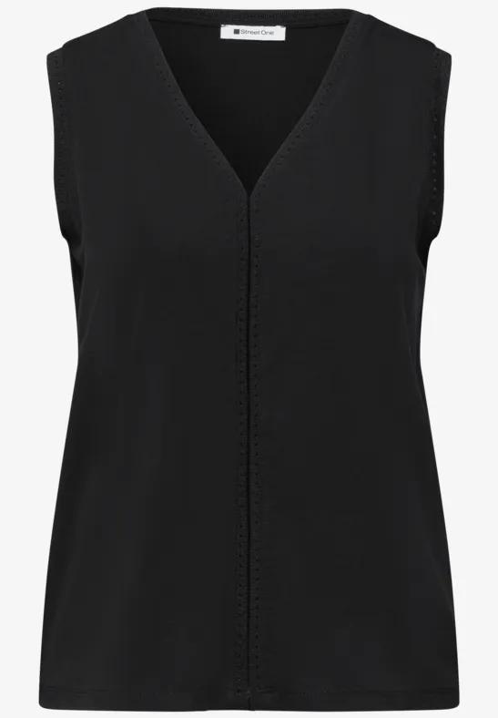 Schwarzes ärmelloses Top mit V-Ausschnitt