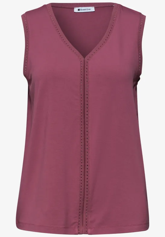 Top met V-hals en haakband dark clouded blush