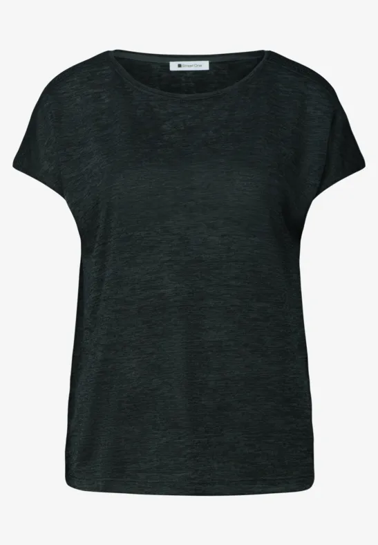 Schlichtes, schwarzes T-Shirt mit Rundhalsausschnitt
