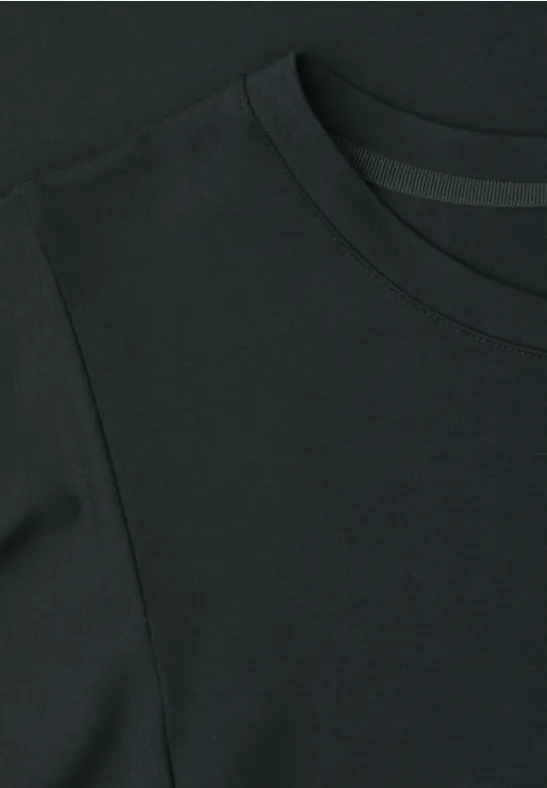 Effen zwart T-shirt met ronde hals