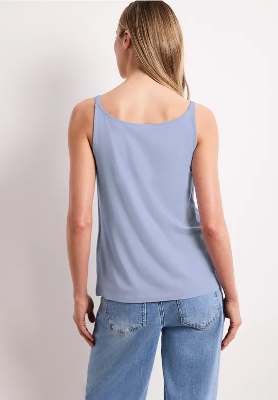 Top mit V-Neck und Strukturmix cashmere blue