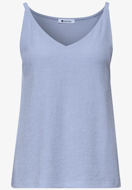 Top mit V-Neck und Strukturmix cashmere blue