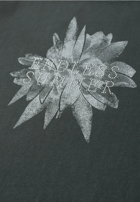 Grafik eines hellen Blumenmotivs mit dem Schriftzug 'ENDLESS SUMMER' auf dunklem Hintergrund.