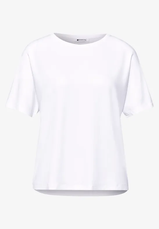 Eenvoudig wit T-shirt met korte mouwen en een klassieke pasvorm.