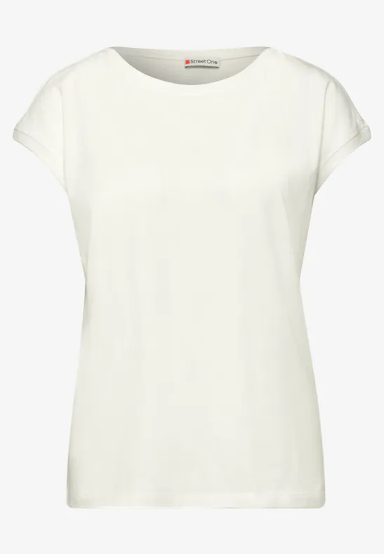 Effen wit dames-T-shirt met korte mouwen en ronde hals